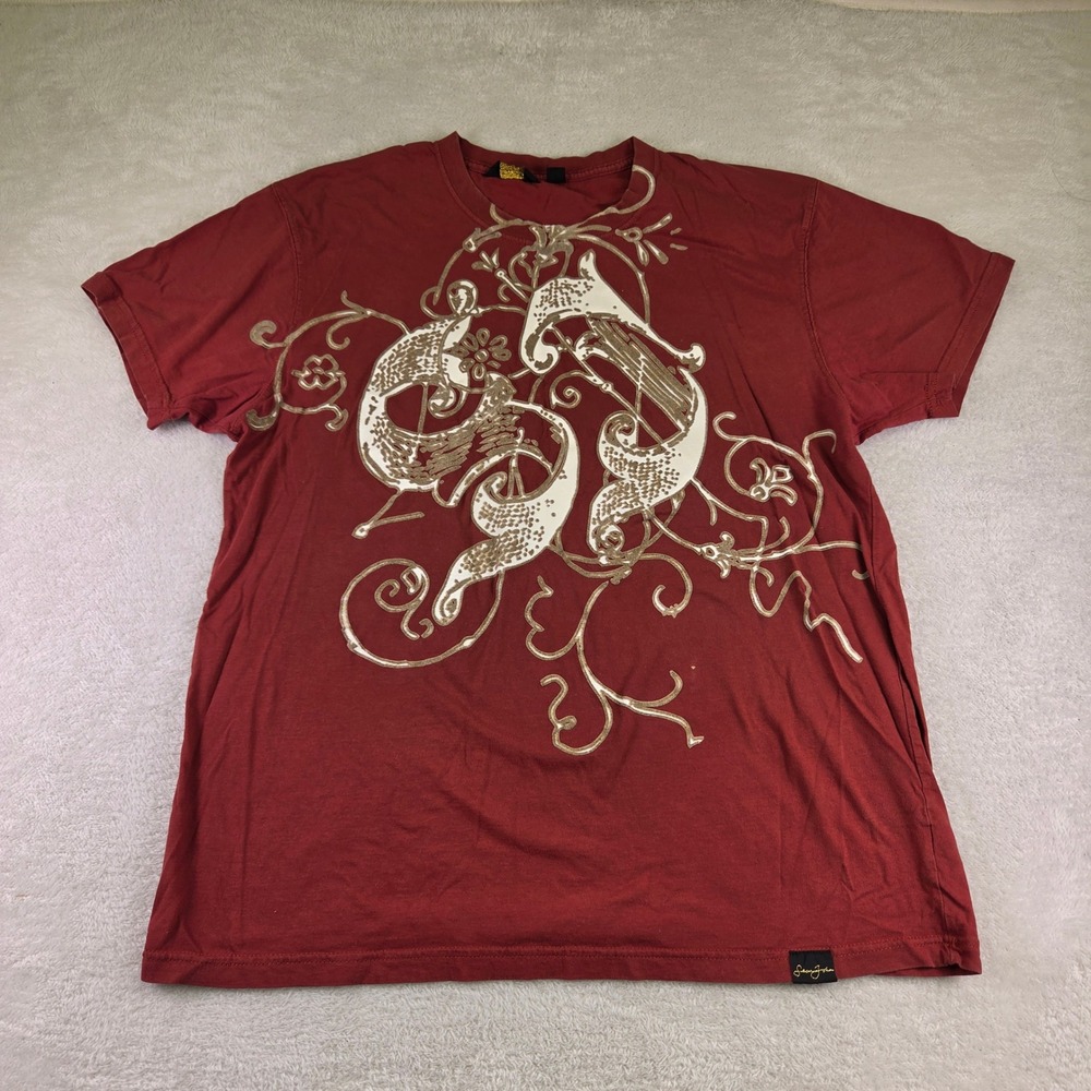 Sean John Mens XXXL Red Graphic T-Shirt Short Sleeve Ornate Print Y2K Streetwear